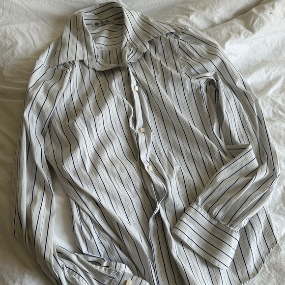 Loro Piana Striped Long Sleeve Button-Up Top IT 42 - Picture 3 of 11